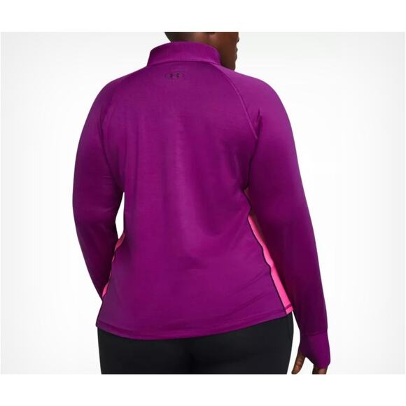 Under Armour ColdGear 1/2 Zip Long Sleeve Top Purple Pink Women’s 1X Fitted - Picture 2 of 10